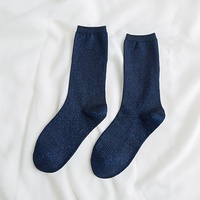 Chaussettes ras du cou en gros, douces et confortables, à haute élasticité, avec logo brodé personnalisé, fil lurex métallique et paillettes scintillantes