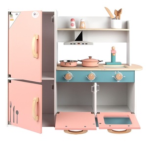 Ensemble de cuisine <span class=keywords><strong>en</strong></span> <span class=keywords><strong>bois</strong></span> unisexe-<span class=keywords><strong>Jouet</strong></span> de simulation de <span class=keywords><strong>cuisinière</strong></span> et de réfrigérateur de style simple pour enfants - Product Image 1