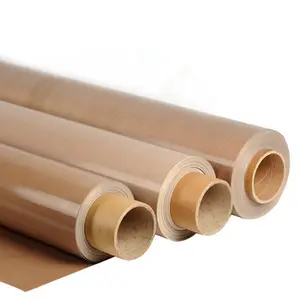 Rollo de tela de fibra de vidrio recubierta de ptfe, grosor de 0,13mm, marrón, 1,25 m x 50 m, para uso en máquina de prensado en calor