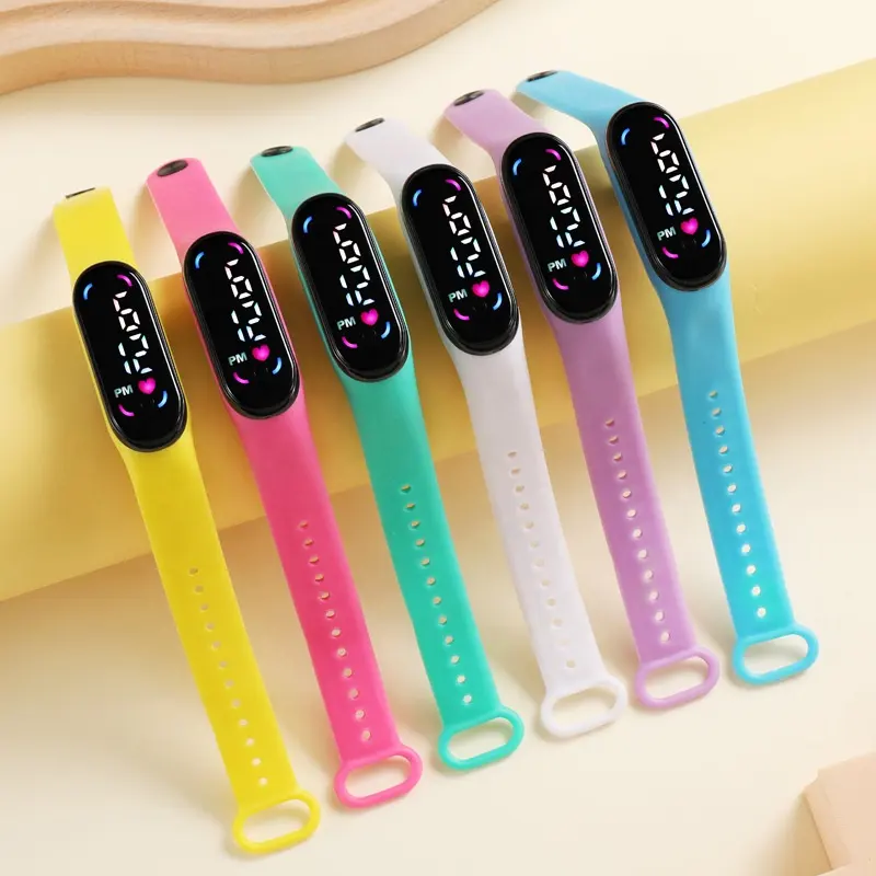Factory-Ready Stock Fashion Sport Colorful LED Digital Wristwatch Cheap MI 7 Band for Kids Electronic Watch