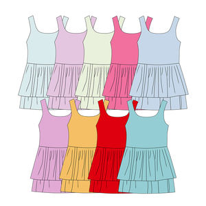 केरुई कस्टम लोगो बच्चों को सक्रिय करता है Tutu skorts सक्रिय सेट बच्चों को मोश टैंक ड्रेस के साथ सूट कपड़े के कपड़े के साथ टटू - Product Image 6