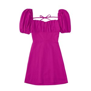 King Mcgreen Star Modelle für Damen rückenfrei mit Krawatte Minikleid Vintage Vierkantkragen Puffärmel Damenkleider Vestidos - Product Image 3
