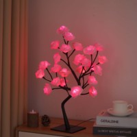 LED Künstlicher Rosenbaum Lampe USB-Betrieben Rosa Rosenbaum Licht Nachtlicht für Innenräume Schlafzimmer Party Dekoration Tischlampe