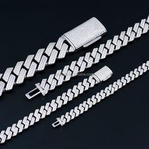 Pass Diamond Tester New S925 <b>Silver</b> Factory 8-20mm Iced Out Vvs Diamond Mossanite Cuban Link Chain Bracelet <b>for</b> <b>Men</b> - Product Image 4