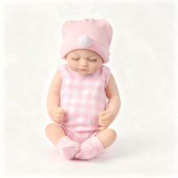 Poupée Bébé Reborn en Silicone de 10 Pouces avec Vêtements à Carreaux Roses, Corps en Vinyle Souple, Jouet de Simulation pour Enfants, Cadeau