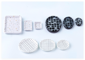 Fée jardin <span class=keywords><strong>bricolage</strong></span> <span class=keywords><strong>cuisine</strong></span> Miniature maison de poupée réaliste carré rond Rectangle nourriture fruits résine assiette servir bijoux plateau enfant jouet - Product Image 4