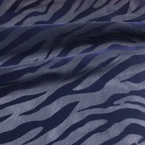 printed fabric spandex 12 polyester 88 non curling royal blue tiger printing mesh flocked fabric for sports bras