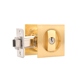 מנעול דלת מרובע מסגסוגת אבץ, רב מכר לשנת 2025, חומרה לדלתות הזזה, פרטיות, דלתות מתקפלות, מופעל באמצעות מפתח, דרגת ANSI 3, זהב - Product Image 3