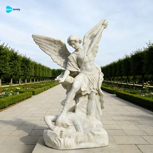 รูปปั้นนักบุญไมเคิล แองเจิล ขนาดเท่าคนจริง ทำจากหินอ่อนสีขาว สำหรับตกแต่งโบสถ์กลางแจ้ง สวนหย่อม - Product Image 4