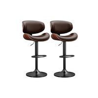 Tabourets de bar pivotants réglables contemporains de haute qualité en cuir PU blanc avec accents en bois Base en fer pour comptoir de cuisine à manger