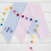 Écharpe personnalisée en coton à monogramme pour nouveau-né, écharpe vierge, écharpe en tissu à carreaux, écharpe en lin à carreaux, nœud pour panier de Pâques
