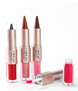 Lip Gloss cermin, penggaris bibir Matte gradien runcing 2 in 1 warna cokelat, tahan air, Lipstik seksi - Product Image 3