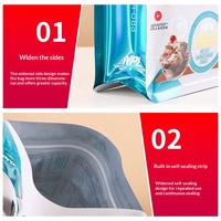 Sacs d'emballage personnalisés en aluminium pour aliments pour animaux de compagnie, à fond plat, avec fermeture éclair refermable, impression numérique