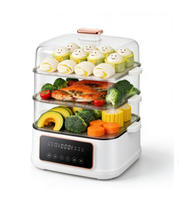 Cuisinière vapeur et à bouilloire 13L avec plateaux en acier inoxydable, cuve intérieure antiadhésive, 8 programmes intelligents, minuterie 24h et maintien au chaud 8h