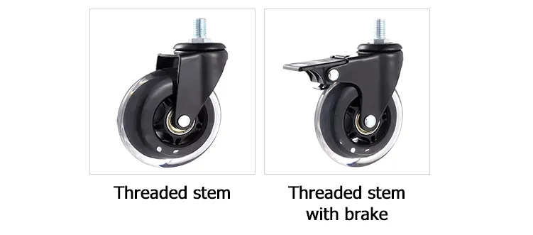 Şeffaf caster siyah PU tekerlek ile halka kök fren ile 3 inç 5 adet bir st için ofis koltuğu