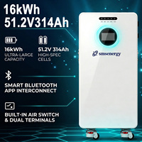 A-grada 8000+ 16kWh 51.2V 314Ah LiFePO4 Stockage d'énergie domestique hybride empilable pour réseau solaire IP55 CAN 5+ ans