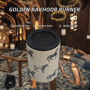 Brûleur d'encens Mubhkar en bois torsadé personnalisé pour Bakhoor et bois de santal, écologique, aromathérapie, doré, style arabe, vente en gros - Product Image 5