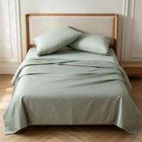 Parure de lit et housse de couette rayées 4 pièces en tissu 100 % bambou écologique de luxe 300 fils/cm² – Douce, rafraîchissante et respirante