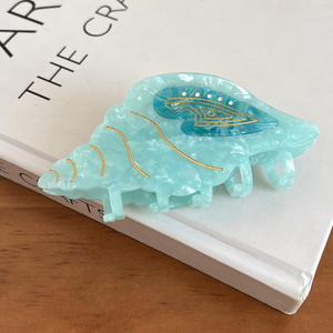 Tamanho grande Bonito Oceano Conch Whelk Personalizável Acetato Cabelo Garra Clipes Marmoreio Fresco Garra Clipes Exquisite Acetato Clipes - Product Image 5