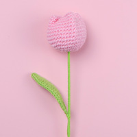 Bunga Tulip Rajut Benang Crochet Buatan Tangan, Tangkai Bunga Tulip Buatan, Dekorasi Meja Rumah, Hadiah Valentine, Tersedia