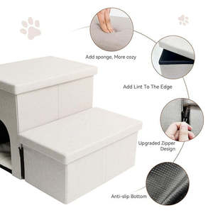 छोटे कुत्तों और बिल्लियों के इनडोर उपयोग के लिए कपड़े mdf और sal हेम्प के साथ उच्च गुणवत्ता वाले टिकाऊ आधुनिक फोल्डेबल पालतू सीढ़ियां - Product Image 5