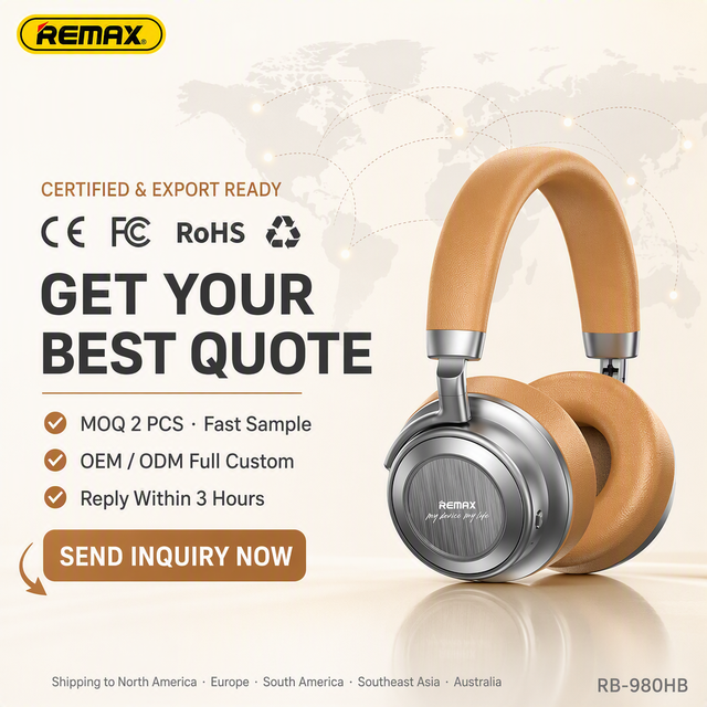 Remax RB-980HB Anc Noise Canceling Wireless Headphones Hifi Headset With Microphone Gaming Sports BT 5.4 Headphone