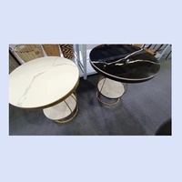 Ensemble de 2 tables basses en acrylique Table basse en pierre blanche Table basse robuste en travertin