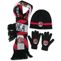 Jacquard Sports Fan Jubel Custom Fußball Schal Fans Sport Gestrickte Schal Hut Handschuhe Set