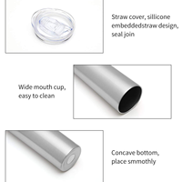 Personnalisé 20 oz double mur en acier inoxydable voyage tasse vide isolé tumbler droite maigre tumbler avec couvercle et paille