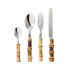 13PC Bất Tre Tự Nhiên Xử Lý <span class=keywords><strong>Flatware</strong></span> Handmade Thiết Lập Dao Kéo Với Salad Máy Chủ Ngã Ba Và Muỗng Đồ Dùng Nhà Bếp Thiết Lập - Product Image 2