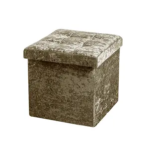 High Quality Advanced Crushed Velvet Storage Ottoman Lounge Stools Bench Velvet Ottoman And Pouf For Living Room And Dining Room