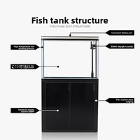 Aquarium rectangulaire intelligent en verre, moderne, de taille moyenne, avec filtre inférieur, séparation sec-humide, sur pied, pour usage domestique, pour grands poissons.