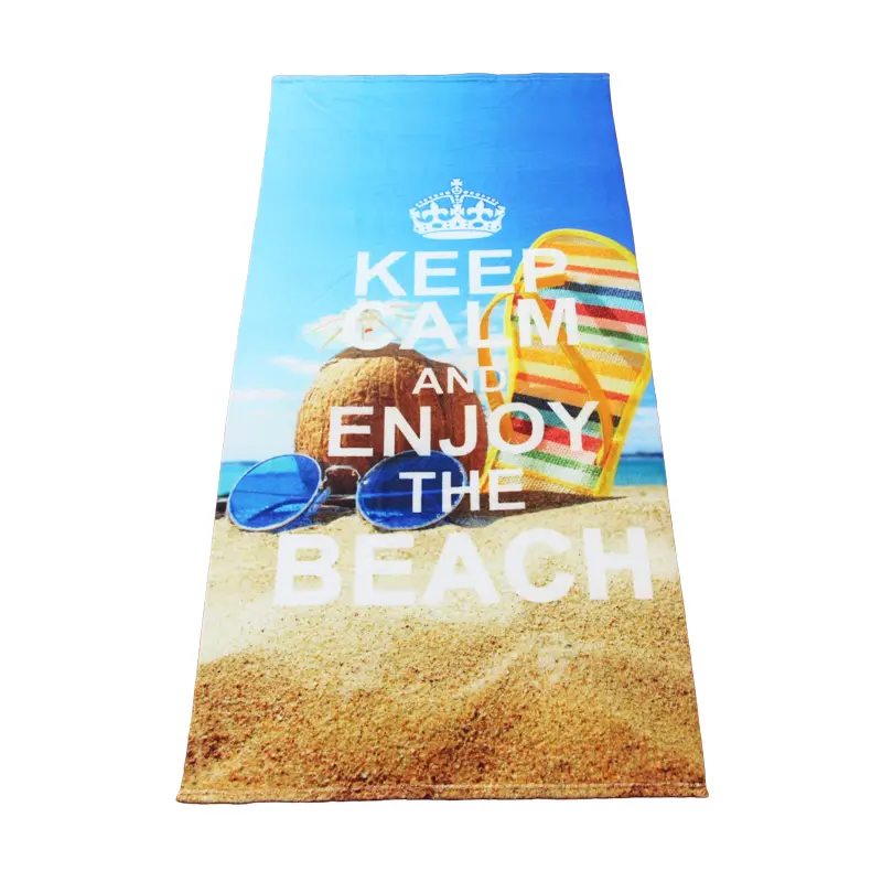 סיטונאי מהיר יבש רך מיקרופייבר טרי מגבות חוף עיצוב מותאם אישית הדפסת סובלימציה מגבת חוף