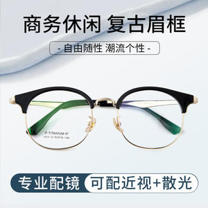 Montures de lunettes rondes pour hommes 23-12mm en alliage de titane, verres en résine anti-lumière bleue, taille moyenne, origine Danyang - Product Image 4