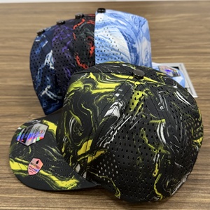 Casquette de golf personnalisée jaune fluo camouflage, motif tourbillon liquide, impression numérique imperméable, 5 panneaux, perforations laser, respirante, visière incurvée, Gorras - Product Image 3
