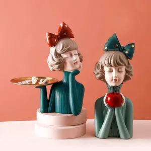 Nordic Art Resin Ornament Modern Girl Statue Sculpture For Tabletop Living Room Decoration