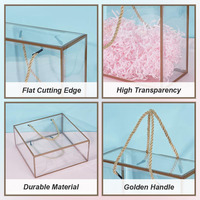 Boîtes cadeaux en plastique PET transparent traiter la faveur de poignée de bordure dorée avec cordon fête des mères fête d'anniversaire faveurs de mariage boîte-cadeau transparente
