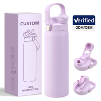 Bouteille d'eau en acier inoxydable 4-en-1 de 24 oz avec couvercle, bec verseur et paille double fonction pour le sport et la gym – Vente en gros