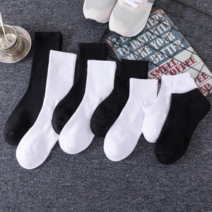 Men's Solid Color Crew <b>Socks</b> 100% Cotton Knitted Breathable Daily Wear Autumn Style <b>Black</b> - Product Image 5