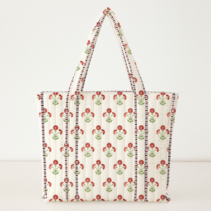 Designer Quilted <b>Fabric</b> Tote <b>Bag</b> Floral Pattern Soft Cotton Large Capacity Casual Travel Beach <b>Bag</b> For Women - Product Image 2