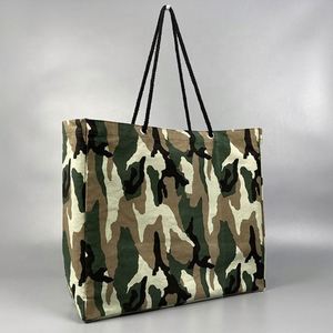 Sac en coton avec logo de couleur Sac à provisions en plastique avec motif camouflage et poignée en corde de coton - Product Image 4