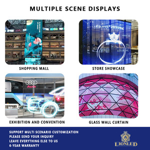 Lionled tính thấm cao trong nhà pha lê Màn hình phim với tính linh hoạt mạnh mẽ trong suốt Màn hình hiển thị LED cho Glass xây dựng - Product Image 5