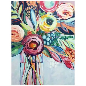 XIXI Kit de Peinture sur Toile Faite à la Main par Numéros Série Botanique Bouquet Abstrait Coloré Design Pliable Sans Cadre Décoration Artistique DIY pour la Maison - Product Image 1