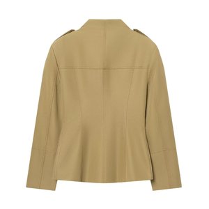 Manteau <span class=keywords><strong>trench</strong></span> cargo décontracté pour <span class=keywords><strong>femme</strong></span>, coupe ajustée, avec col montant et poches, en tissu polyester respirant et écologique - Product Image 2