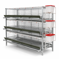 Cage à poules pondeuses moderne et neuve à 3 niveaux et 4 portes de type H, équipement avicole complet, gain de place