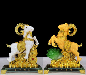 Figura de Oveja de Resina Dorada, Decoración China de la Fortuna, Feng Shui, Decoración para el Hogar, Regalo de <span class=keywords><strong>A</strong></span>ño Nuevo, Regalo de Cabra - Product Image 3