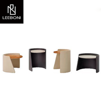 Tables d'appoint de salon design italien table basse ronde moderne en cuir marron