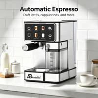 Cafetera Espresso Anbolife de Acero Inoxidable, Programable, con Espumador de Leche Automático y Bomba de 20 Bares
