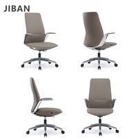 Chaise de bureau de direction moderne et luxueuse en cuir de haute qualité, base en alliage d'aluminium, roulettes pivotantes, hauteur réglable, mousse, pour atelier