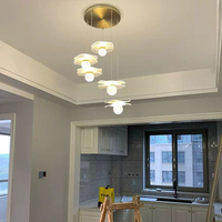Lampe Suspendue Moderne de Luxe en Cristal Style Feuille de Lotus, Lustre LED Suspension Luminaire Décoratif pour Maison et Îlot de Cuisine
